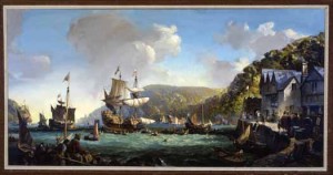 Mayflower & Speedwell in Dartmouth Harbor